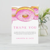 Sprinkle Donuts Wasserfarbe Rosa Babydusche Dankeskarte (Stehend Vorderseite)