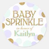Sprinkle Dots Babydusche Runder Aufkleber (Vorderseite)
