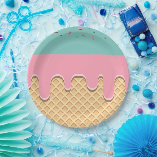 Sprinkle-Drip-Eiscreme-Kegel-Party Pappteller (Party)