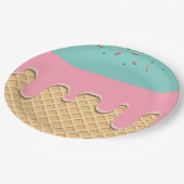 Sprinkle-Drip-Eiscreme-Kegel-Party Pappteller (Schrägansicht)