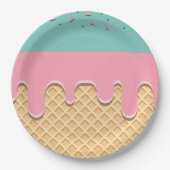 Sprinkle-Drip-Eiscreme-Kegel-Party Pappteller (Vorderseite)