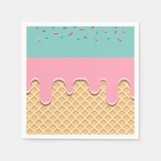 Sprinkle-Drip-Eiscreme-Kegel-Party Serviette (Vorderseite)