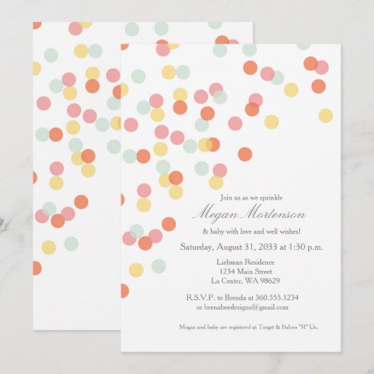 Sprinkle Dusche Einladung (Vorne/Hinten)