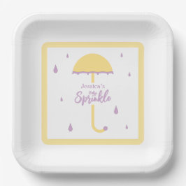 Sprinkle Dusche Niedlicher Schirm | Gelb und Lila Pappteller