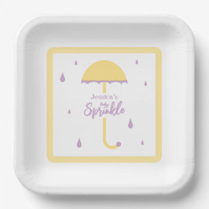 Sprinkle Dusche Niedlicher Schirm Gelb und Lila Pappteller