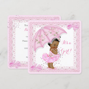 Sprinkle Ethnische Babyparty Mädchen Rosa Regensch Einladung