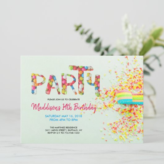 Sprinkle Geburtstagsparty Einladung (Stehend Vorderseite)