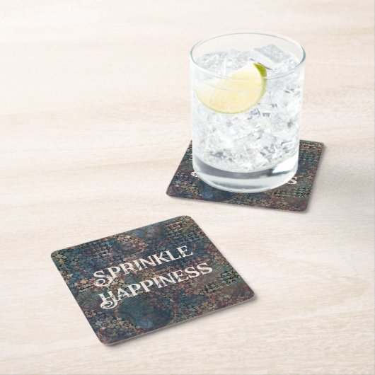 "Sprinkle Happiness" Grunge Textured Patchwork Rechteckiger Pappuntersetzer (Vor Ort)