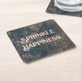 "Sprinkle Happiness" Grunge Textured Patchwork Rechteckiger Pappuntersetzer (angewinkelt)