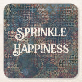"Sprinkle Happiness" Grunge Textured Patchwork Rechteckiger Pappuntersetzer (Vorderseite)