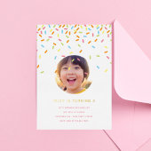 Sprinkle Kindergeburtstag Party Foto Gold Folieneinladung