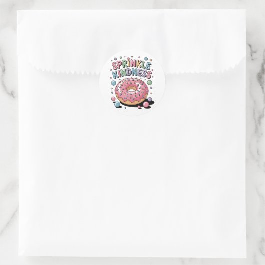 Sprinkle Kindness | Donut Runder Aufkleber (Tasche)