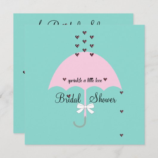 Sprinkle Liebe Aquamarin Blau & Rosa Party Dusche Einladung (Vorne/Hinten)