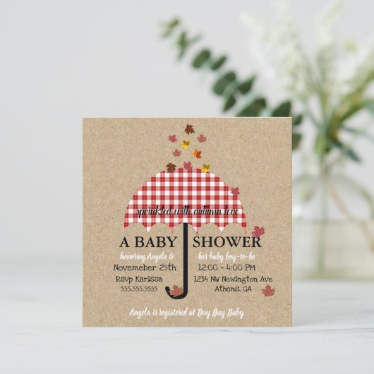Sprinkle mit Herbst-Liebe Rustikales Baby-Dusche P Einladung (Stehend Vorderseite)