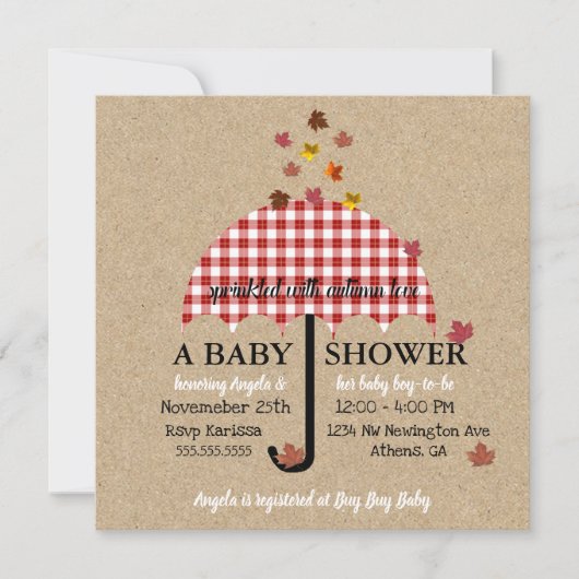 Sprinkle mit Herbst-Liebe Rustikales Baby-Dusche P Einladung (Vorderseite)