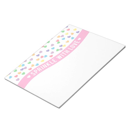 Sprinkle mit Liebe Bunte Herzen Notizblock (angewinkelt)