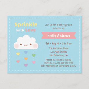 Sprinkle mit Liebe, Cloud and Hearts Baby Dusche Einladung