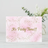 Sprinkle Pink Stars Einladung zum Geburtstag (Stehend Vorderseite)