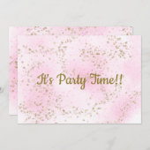 Sprinkle Pink Stars Einladung zum Geburtstag (Vorne/Hinten)