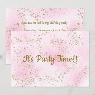 Sprinkle Pink Stars Einladung zum Geburtstag