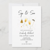 Sprinkle Sip and See Champagner Glass Baby Dusche Einladung (Vorderseite)