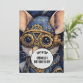 Sprinkle Steampunk Tierischer Individuelle Name Einladung (Stehend Vorderseite)