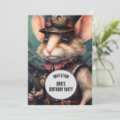 Sprinkle Steampunk Tierischer Individuelle Name Einladung (Stehend Vorderseite)
