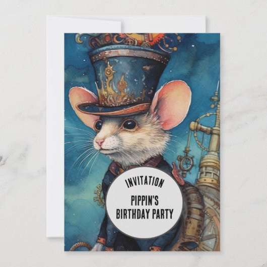 Sprinkle Steampunk Tierischer Individuelle Name Einladung (Vorderseite)