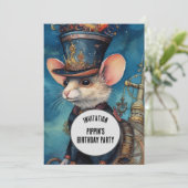 Sprinkle Steampunk Tierischer Individuelle Name Einladung (Stehend Vorderseite)