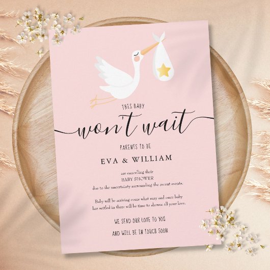 Sprinkle-Stornierung der Babydusche rosa Karte