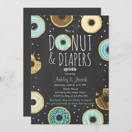 Sprinkle und Sprinkle laden Boy Coed Dusche ein Einladung (Vorne/Hinten)