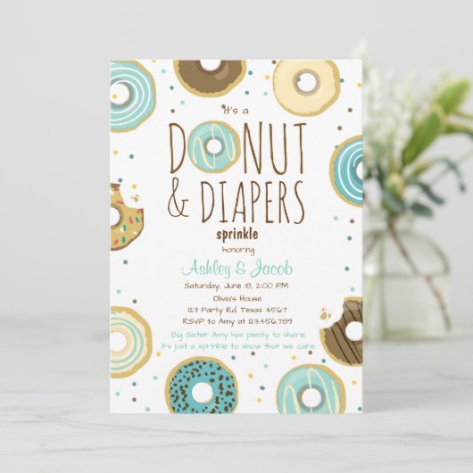 Sprinkle und Sprinkle laden Boy Coed Dusche ein Einladung (Stehend Vorderseite)