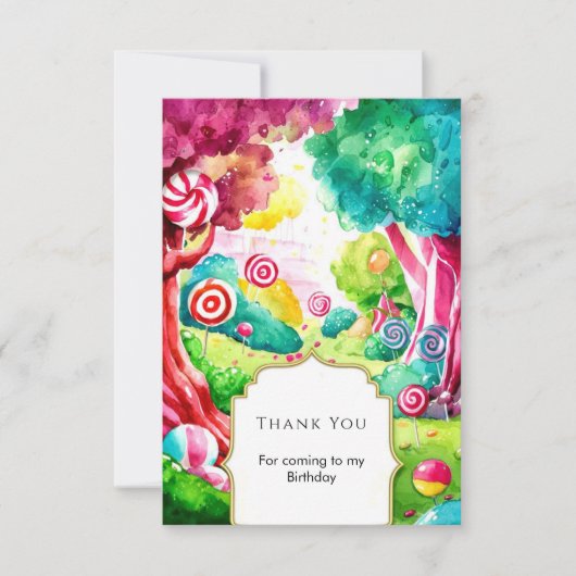 Sprinkle Watercolor Candyland Birthday Dankeskarte (Vorderseite)