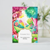 Sprinkle Watercolor Candyland Birthday Dankeskarte (Stehend Vorderseite)
