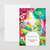 Sprinkle Watercolor Candyland Birthday Dankeskarte (Vorne/Hinten)