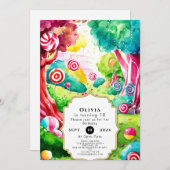Sprinkle Watercolor Candyland Birthday Einladung (Vorne/Hinten)