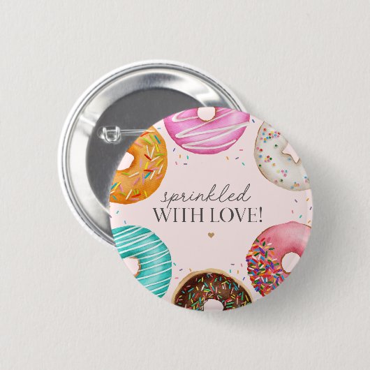 Sprinkled Donut Baby Sprinkle Party Tischdekor Button (Vorne & Hinten)