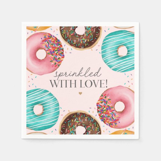 Sprinkled Donut Baby Sprinkle Party Tischdekor Serviette (Vorderseite)