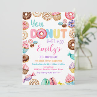 Sprinkled Donut Birthday Party for Girl Invitation Einladung