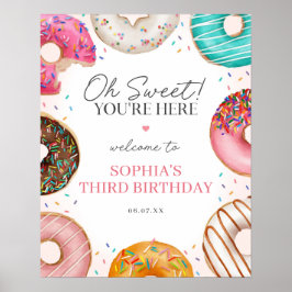 Sprinkled Donut Sweet Birthday Willkommenszeichen Poster