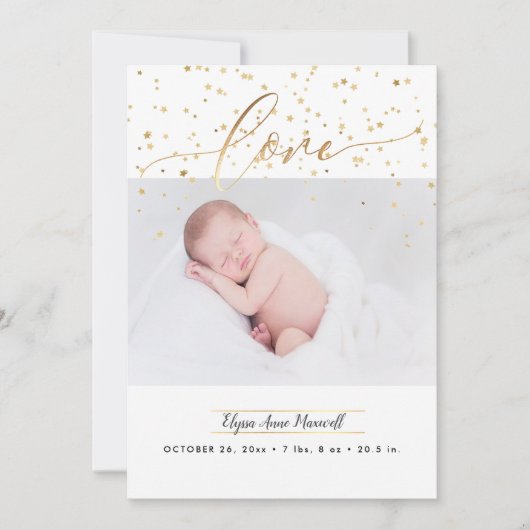 Sprinkled Stars, Geburtshinweis + Danke Einladung (Vorderseite)