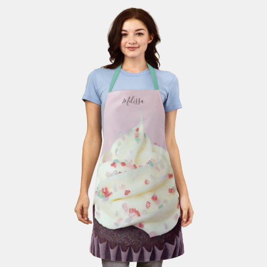Sprinklen Cupcake Pink Personalisiert Schürze (Getragen)