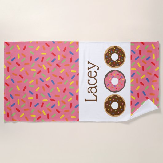 Sprinklen Donuts Personalisiertes Badetuch (Vorderseite)