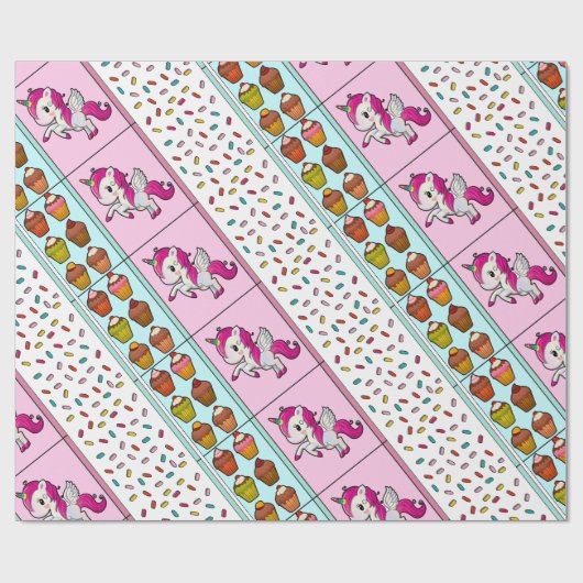 Sprinklen, Einhörner und Kuchen Geschenkpackung Geschenkpapier (Flach)