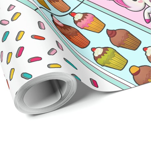 Sprinklen, Einhörner und Kuchen Geschenkpackung Geschenkpapier (Rolleneckpunkt)