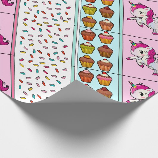 Sprinklen, Einhörner und Kuchen Geschenkpackung Geschenkpapier (Ecke)