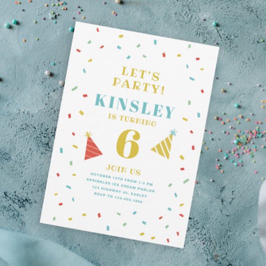 Sprinklen Farbiges Kindergeburtstag Party Einladung