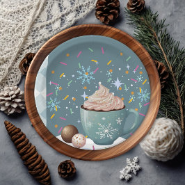 Sprinklen Hot Cocoa Winter Snowflakes Babydusche Pappteller