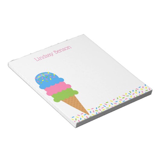 Sprinklen Ice Cream Cone Personalisiert Notepad Notizblock (angewinkelt)