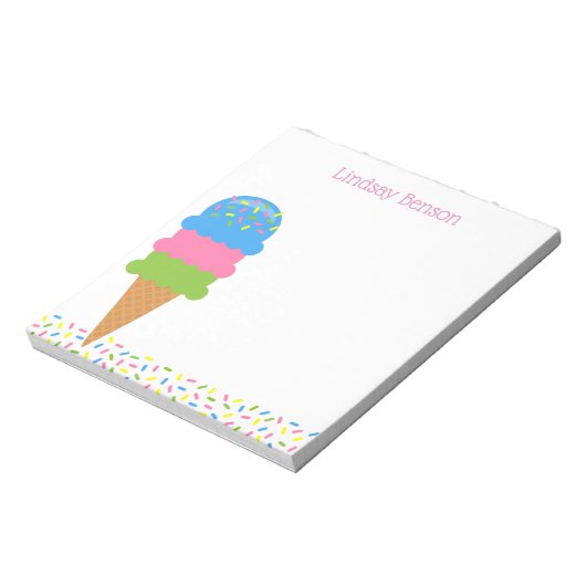 Sprinklen Ice Cream Cone Personalisiert Notepad Notizblock (Rotiert)